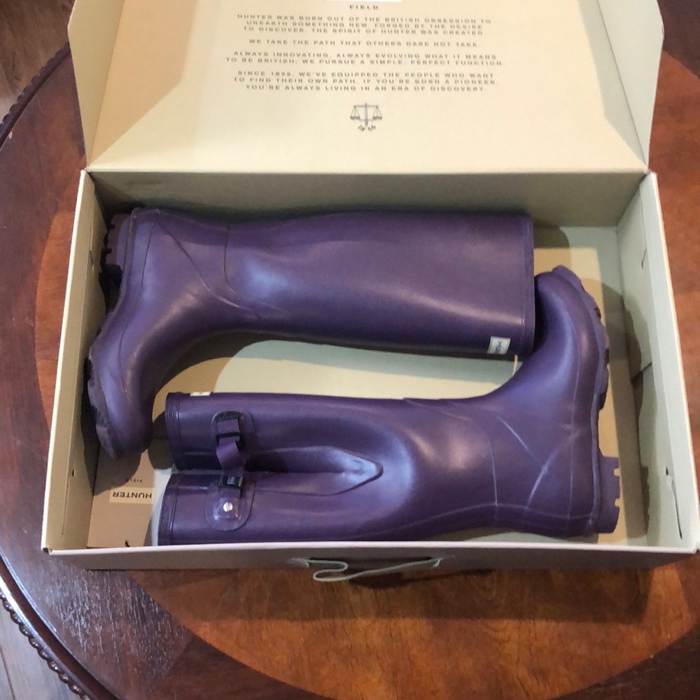 Hunter Norris Field Side Adjustable Dark Iris Tall Rain Boots & Liners Size 7